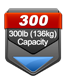 300 pound / 136 kilogram capacity